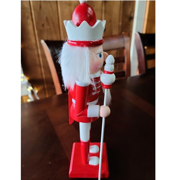 Red Christmas Nutcracker Soldier Holiday Decor Wooden Statue Xmas Decoration - Picture 5 of 6